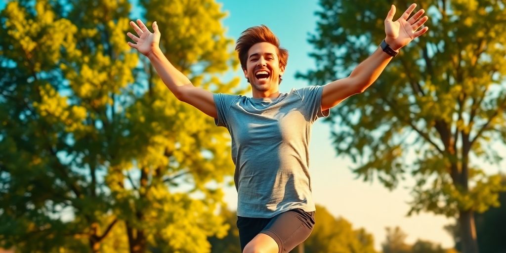 A person feeling energetic and refreshed outdoors.