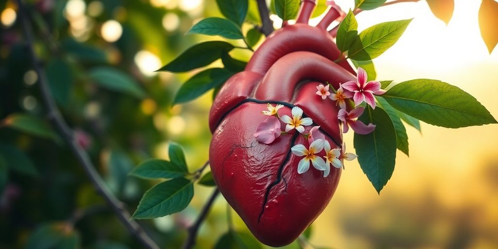 Healthy heart with natural elements.