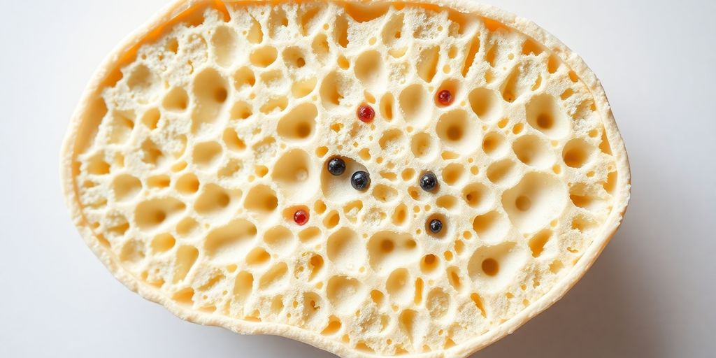 Healthy bone structure with visible bone cells.