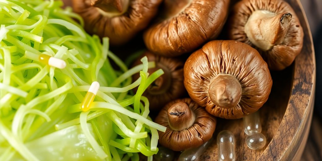 Sauerkraut, vitamin D mushrooms, gut probiotics.
