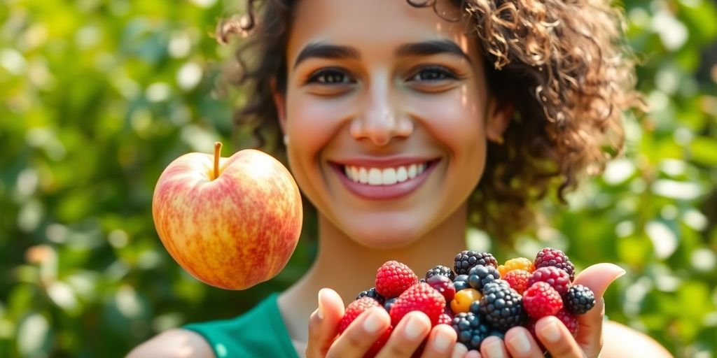Healthy person enjoying natural food