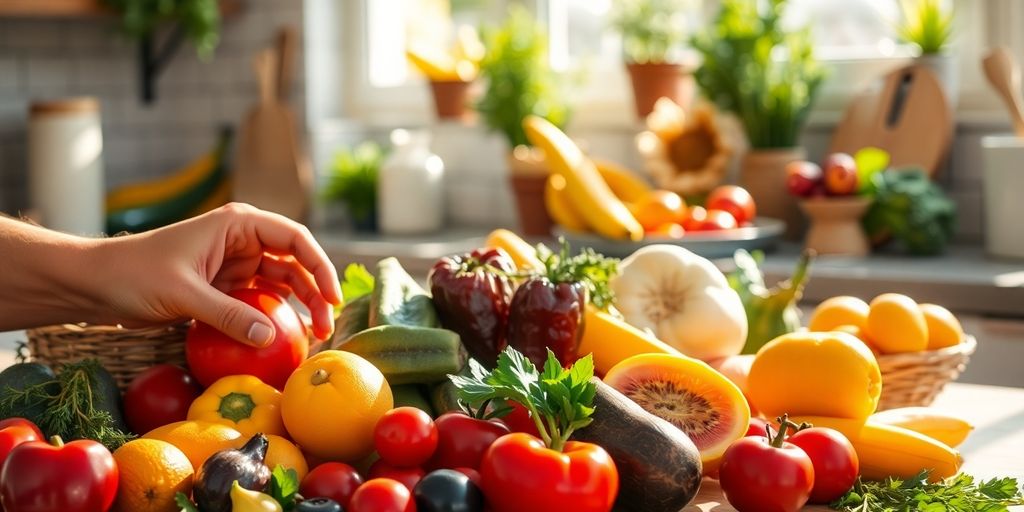 Person preparing healthy food with fresh ingredients.