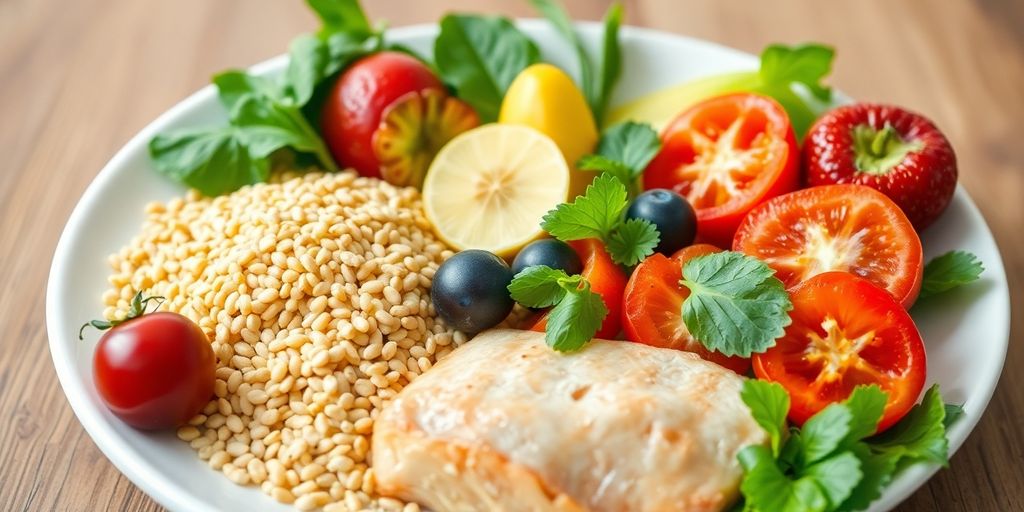 Heart-healthy foods arranged on a plate.