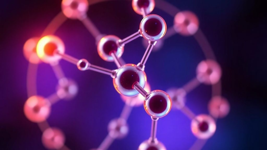 Coenzyme Q10 molecules glowing with energy.