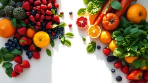 Fresh fruits and vegetables for reducing inflammation.