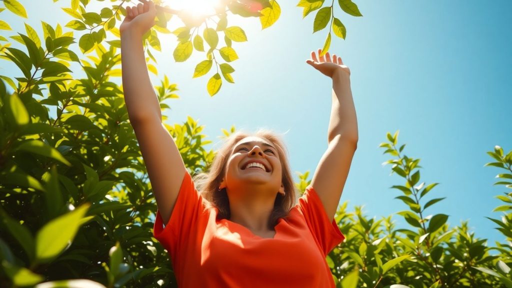 Person feeling energized by nature