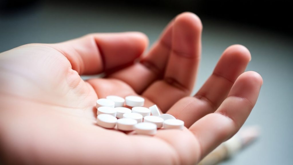 Cardiac tablets in a hand